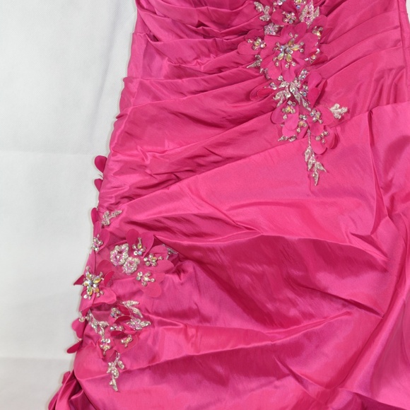 Beaded/Sequinned/Rhinestone Pink Rouched Prom Dress SZ 10 Diamond Edition - Picture 13 of 15
